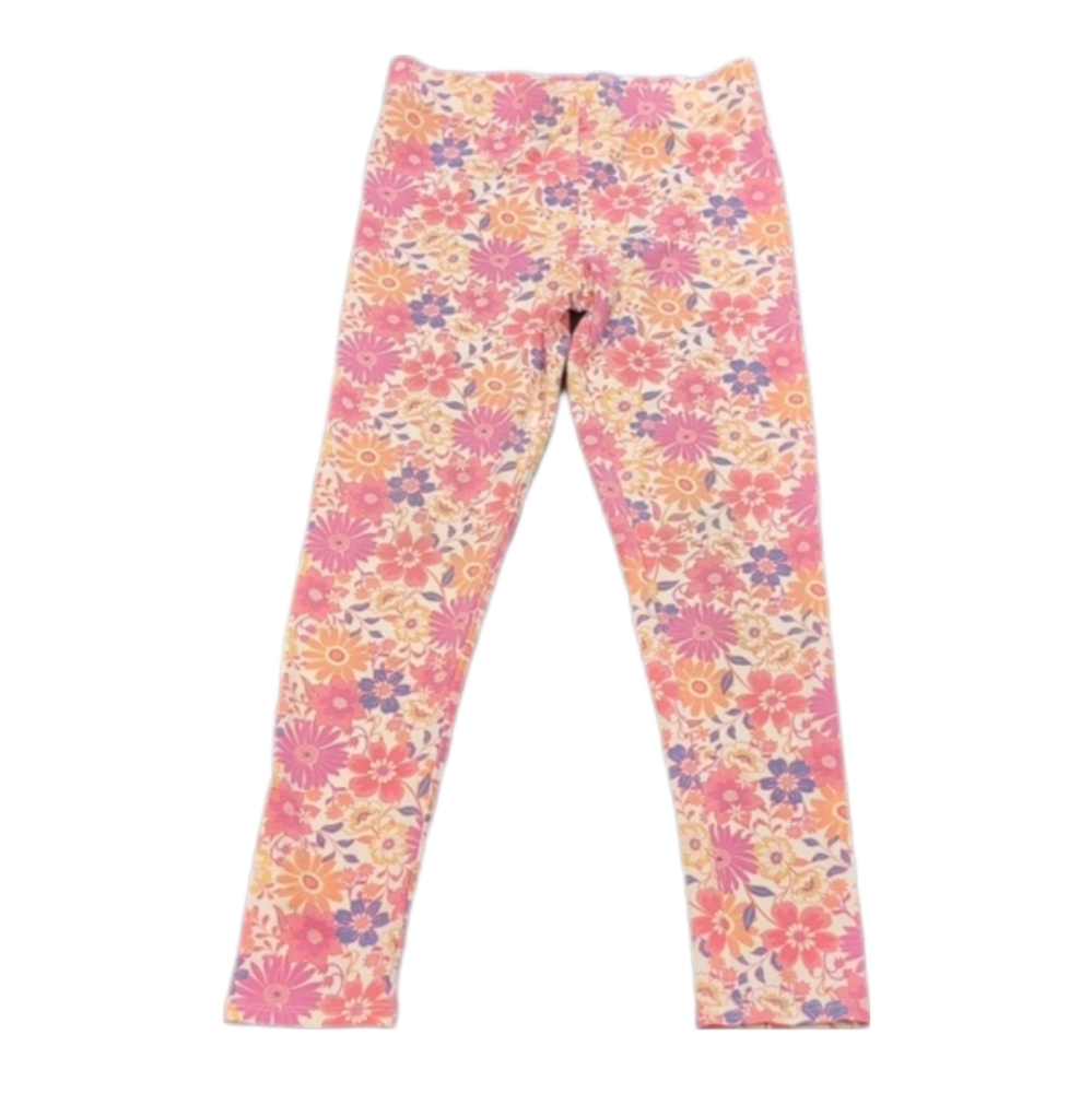Tommy Bahama Floral Leggings Pull On Pink Cotton Kids Girls Large 10 12